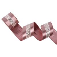 Pink Embroidered Double Sided Wire Ribbon 10cm
