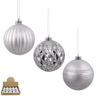 Silver Baubles 8cm 1pc 3A