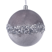 Silver Grey Velvet Ball Deco 10cm