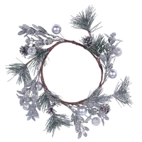 Mini Silver Candle Wreath 11cm