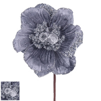 Silver Magnolia Flower Jewels Stem 45cm