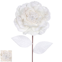 White Fabric Magnolia Stem 50cm