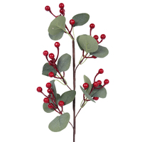 Red Berry Leaf Stem 58cm