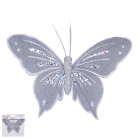 Grey Velour Butterfly Clip on 20cm
