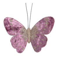 Pink Velour Butterfly Clip 11cm