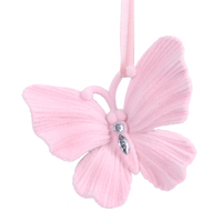 Pink Flock Butterfly Hanging 10cm
