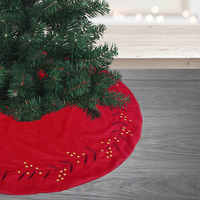 Velvet Berry Embroidery Christmas Tree Skirt 120cm