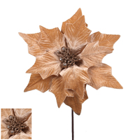 Gold Velour Poinsettia Stem 30cm