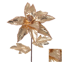 Gold Metallic Poinsettia Stem 45cm