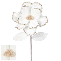 Ivory Magnolia Champagne Glitter Stem 45cm