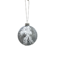 Silver Glass Bauble Flocked 8cm