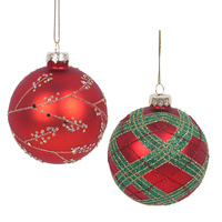 Red Glass Bauble 8cm 1pc 2A