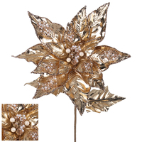 Gold Poinsettia w.Beads 27cm