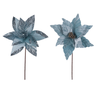 Pale Blue Poinsettia 30cm 1pc 2 Asst