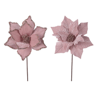 Pink Velour Poinsettia 27cm 1pc 2 Asst