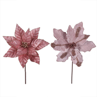 Pink Velour Poinsettia 30cm 1pc 2 Asst
