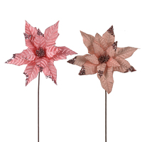 Pink Velour Poinsettia 30cm 1pc 2 Asst