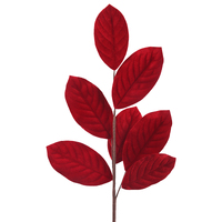 Red Velour Leaf Stem 75cm