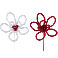 Red & White Flower 24cm 1pc 2 Asst