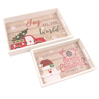 S2 Christmas Trays Lrg 38cm Sml 30cm