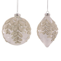 Clear Glass Ball & Finial 10cm 2 Asst 