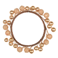 Gold Glitter Bauble Candle Wreath 18x10cm