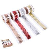 Faux Linen & Sequin Ribbon 6.3cm 4 Assorted