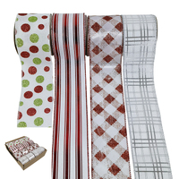 Red & White Ribbons 6.3cm 4 Assorted