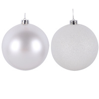 Ivory 15cm Bauble Matt, Glitter 2 Assorted