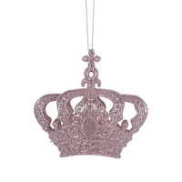 Pale Pink Glitter Crown Hanging 10cm