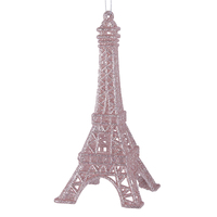 Pink Glitter Eiffel Tower Tree Ornament 17cm