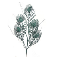 Emerald Glitter Peacock Stem 80cm