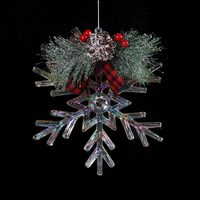 Acrylic Snowflake with Gingham Ribbon 15cm