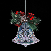 Acrylic Bell with Gingham Ribbon 11cm
