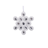 White Glitter Snowflake Tree Ornament 15cm