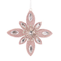 Pink Glitter Star Tree Ornament 13cm