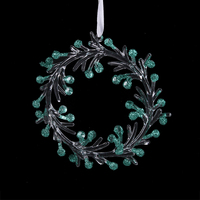 Acrylic Wreath w.Emerald Glitter Tree Ornament 14cm
