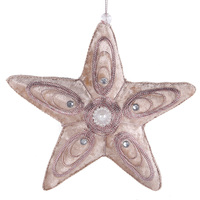 Dusty Pink Velour Applique Star Tree Ornament 17cm