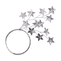 Clear Star Beaded Silver Wreath 10cm Pk4