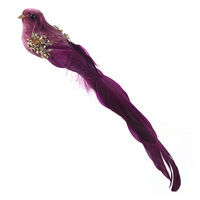 Pink Velour Bird Clip 25cm