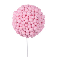 Pink Glitter Ball 12cm With 25cm Stem