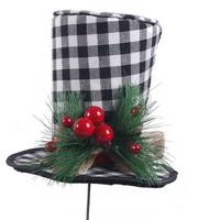 Black/White Tartan Top Hat 30cm Stem