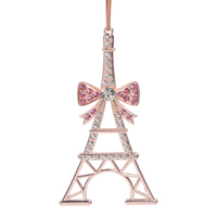 Pink Crystal Eiffel Tower Tree Ornament 13cm