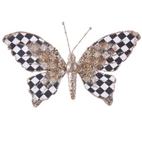 Black & White Butterfly with Clip 19cm