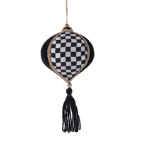 Black & White Bauble with Tessel 20cm