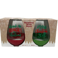Stemless Wine Glass 460ml Glitter Base