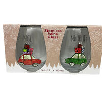 Naughty Nice Stemless Wine Glass 460ml Set 2 