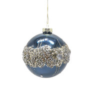 Bauble Blue Gold 10cm