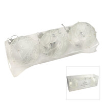 Baubles Clear White 8cm Set of 3