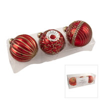 Baubles Red Gold 8cm Set of 3
